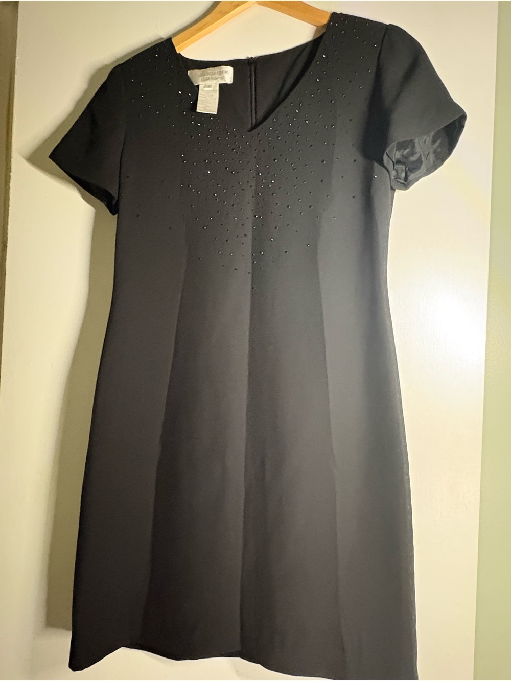 Jones New York Black Short-Sleeve Embellished Shift Dress